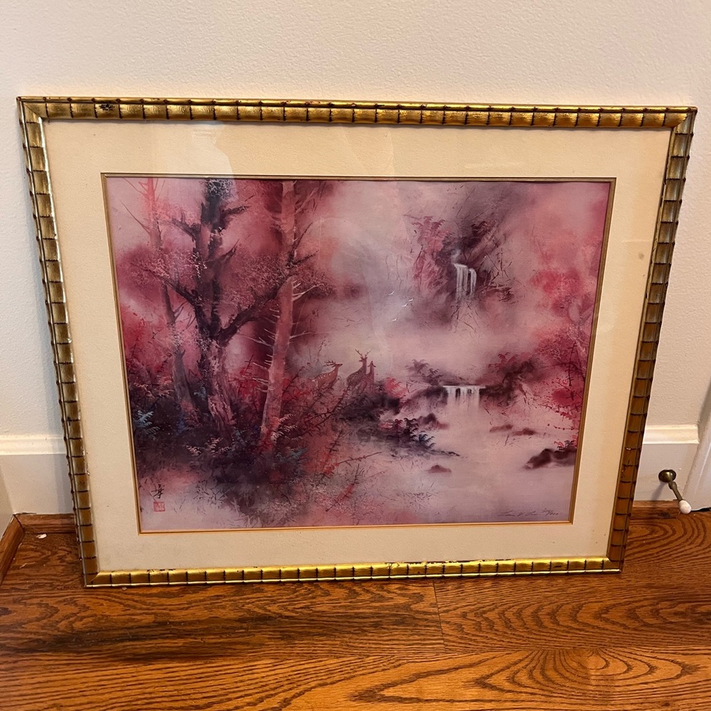 Lena Liu Signed and Numbered Collectable Pink Forest Framed Art Print
